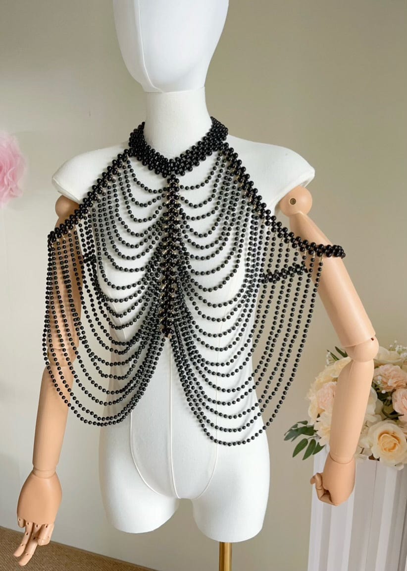 Bieauli belts Boho Faux Pearls Shoulders Statement Tassel Chain Body Jewellery