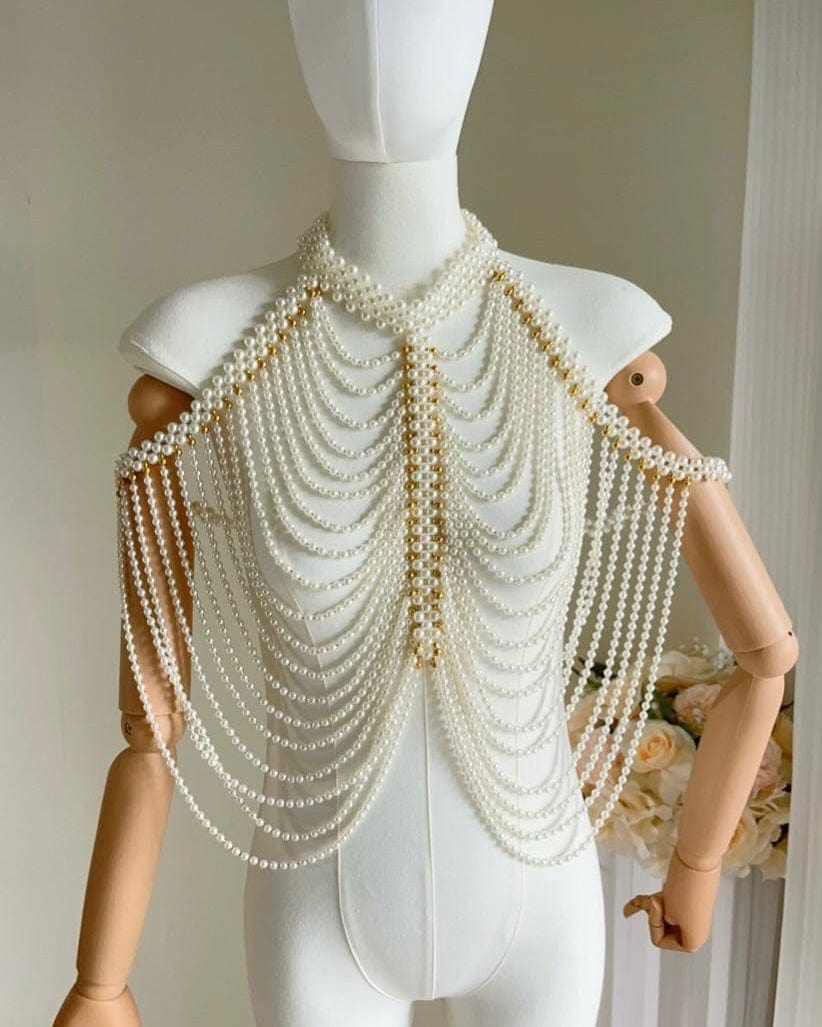 Bieauli belts Boho Faux Pearls Shoulders Statement Tassel Chain Body Jewellery