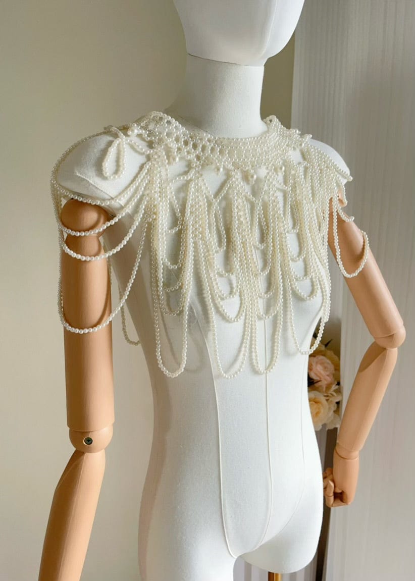 Bieauli belts Handmade pearl body chain, bridal body jewelry, pearl body chain bra, shoulder necklace, chain jewelry