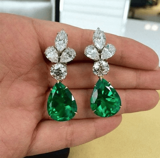 Bieauli Earrings green emerald bridal earrings, wedding earrings, green earrings, water drop emerald earrings