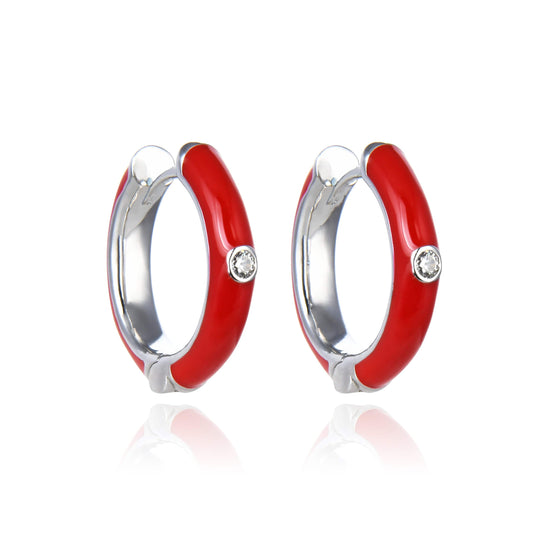 Bieauli Earrings red Sterling Silver Round Earrings