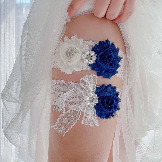 Bieauli garters Copy of White floral lace bridal wedding garter, bridal floral garter, fairytale wedding garter