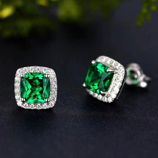 Bieauli Jewellery London Earrings Diamond Stud Earrings with Emerald Jade