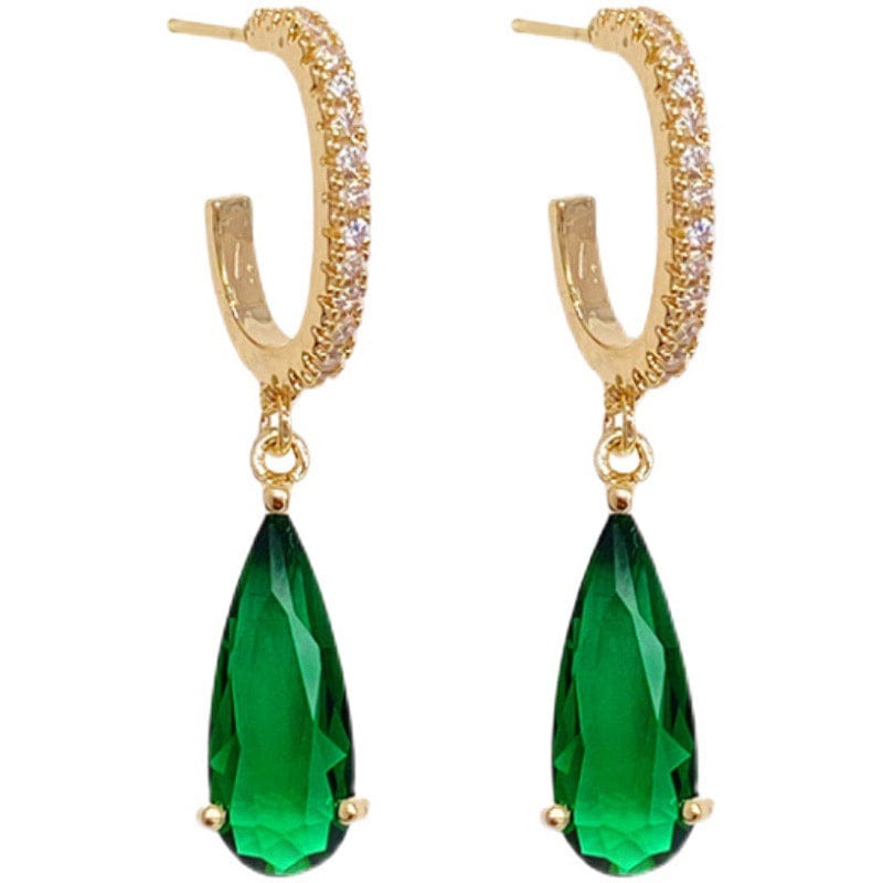 Bieauli Jewellery London Earrings Emerald Green Leaf Earrings