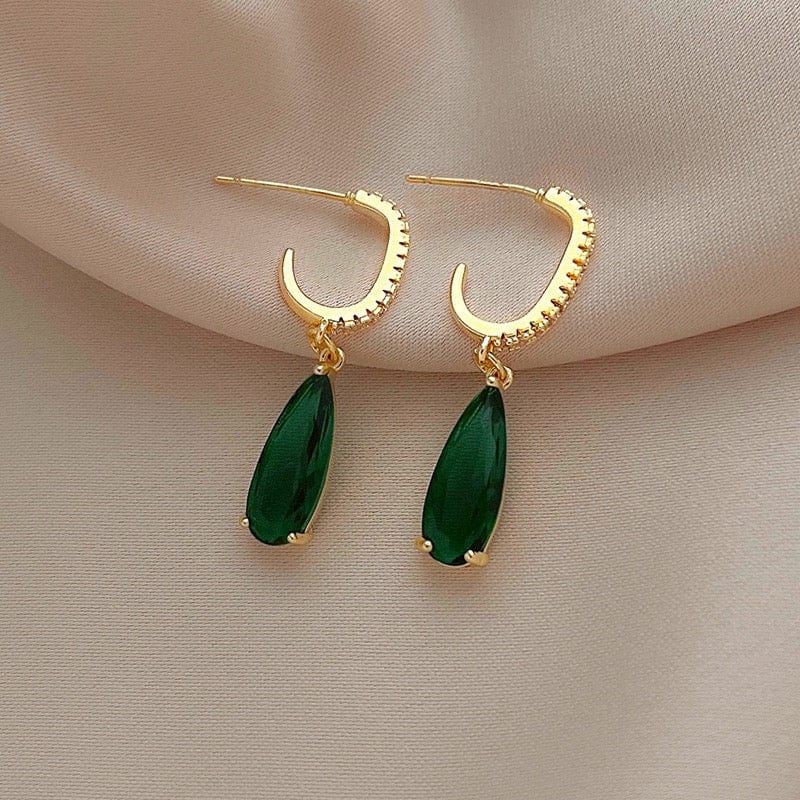 Bieauli Jewellery London Earrings Emerald Green Leaf Earrings