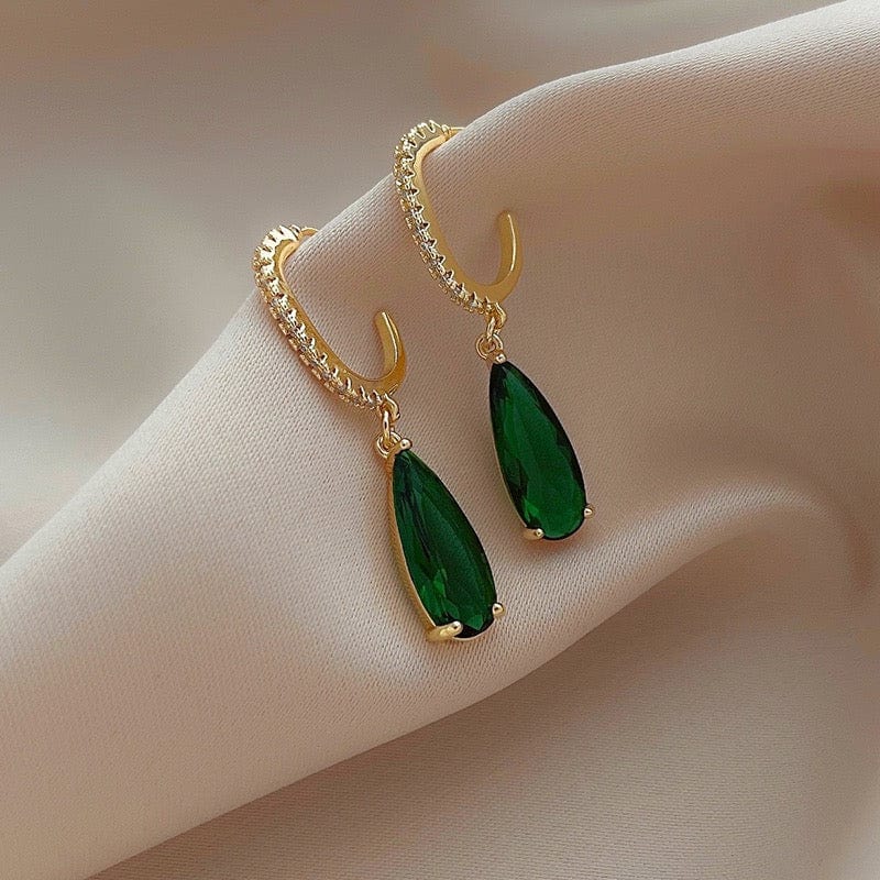 Bieauli Jewellery London Earrings Emerald Green Leaf Earrings