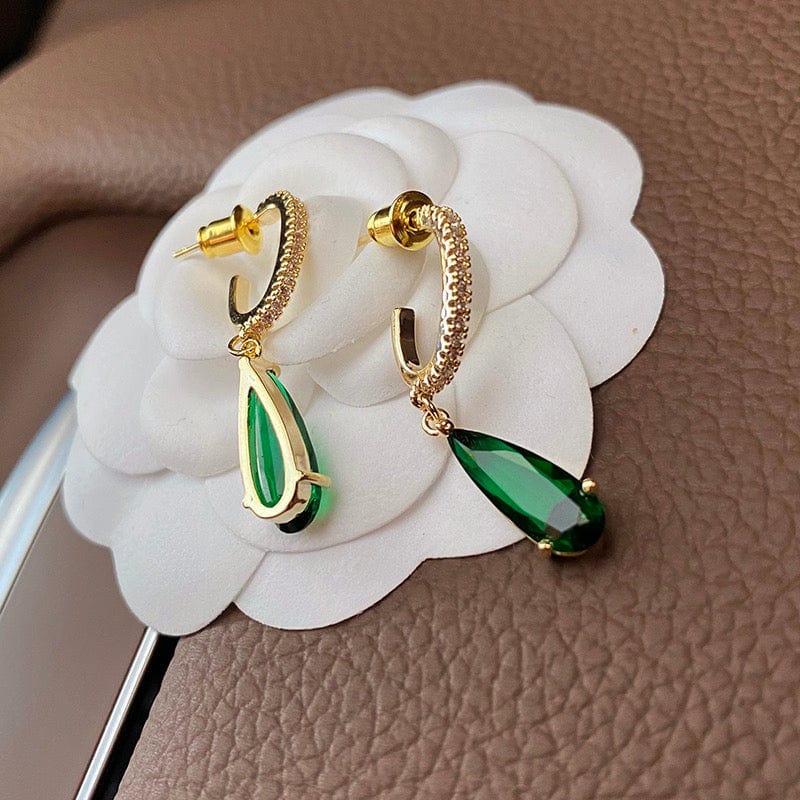 Bieauli Jewellery London Earrings Emerald Green Leaf Earrings