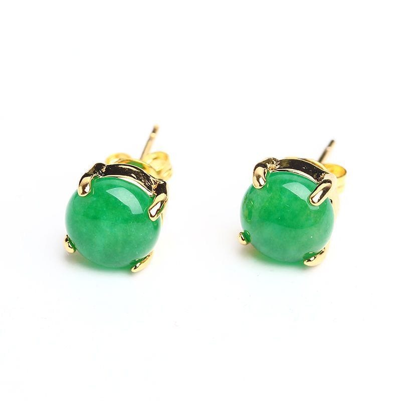 Bieauli Jewellery London Earrings Emerald Stud 14K Gold-Plated Earrings