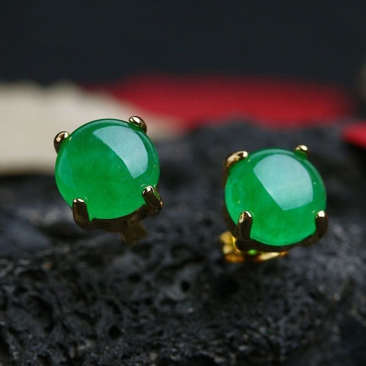 Bieauli Jewellery London Earrings Emerald Stud 14K Gold-Plated Earrings