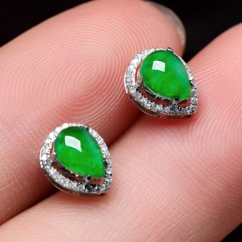 Bieauli Jewellery London Earrings Exquisite Heart Stud Earrings, Natural Emerald Stud Earrings