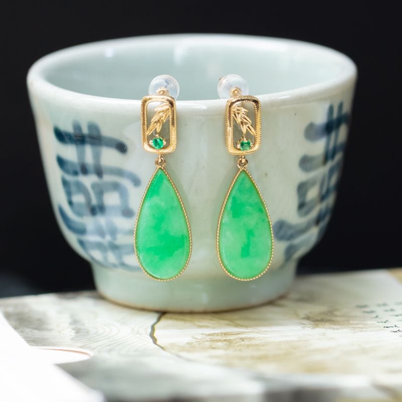 Bieauli Jewellery London Earrings Natural Jade Vintage Green Earrings