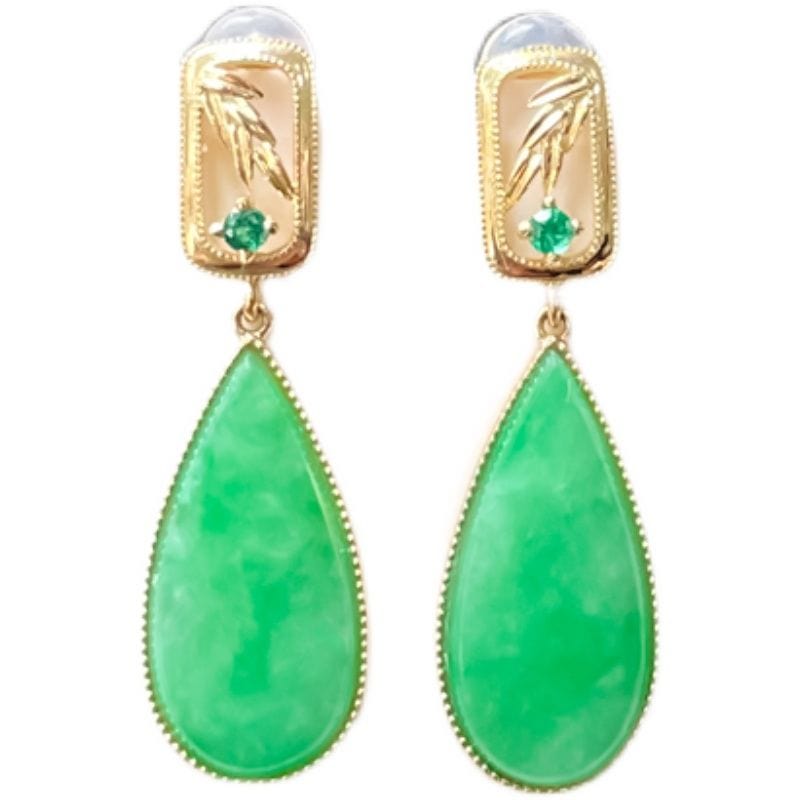 Bieauli Jewellery London Earrings Natural Jade Vintage Green Earrings