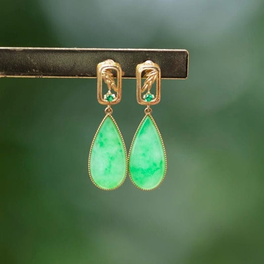 Bieauli Jewellery London Earrings Natural Jade Vintage Green Earrings