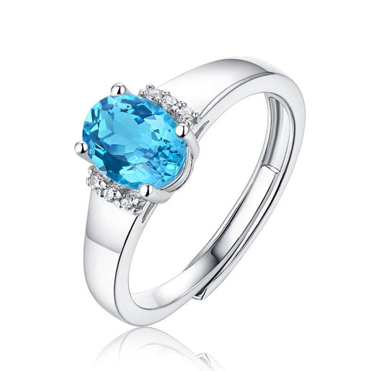 Bieauli Jewellery London Ring Oval Blue Topaz Engagement Ring