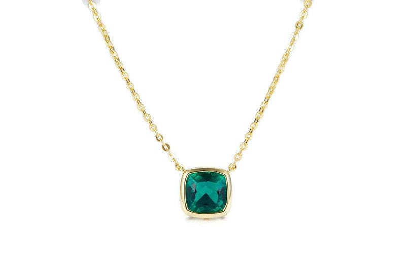 Bieauli Necklace Gold & Emerald Necklace with May Birthstone