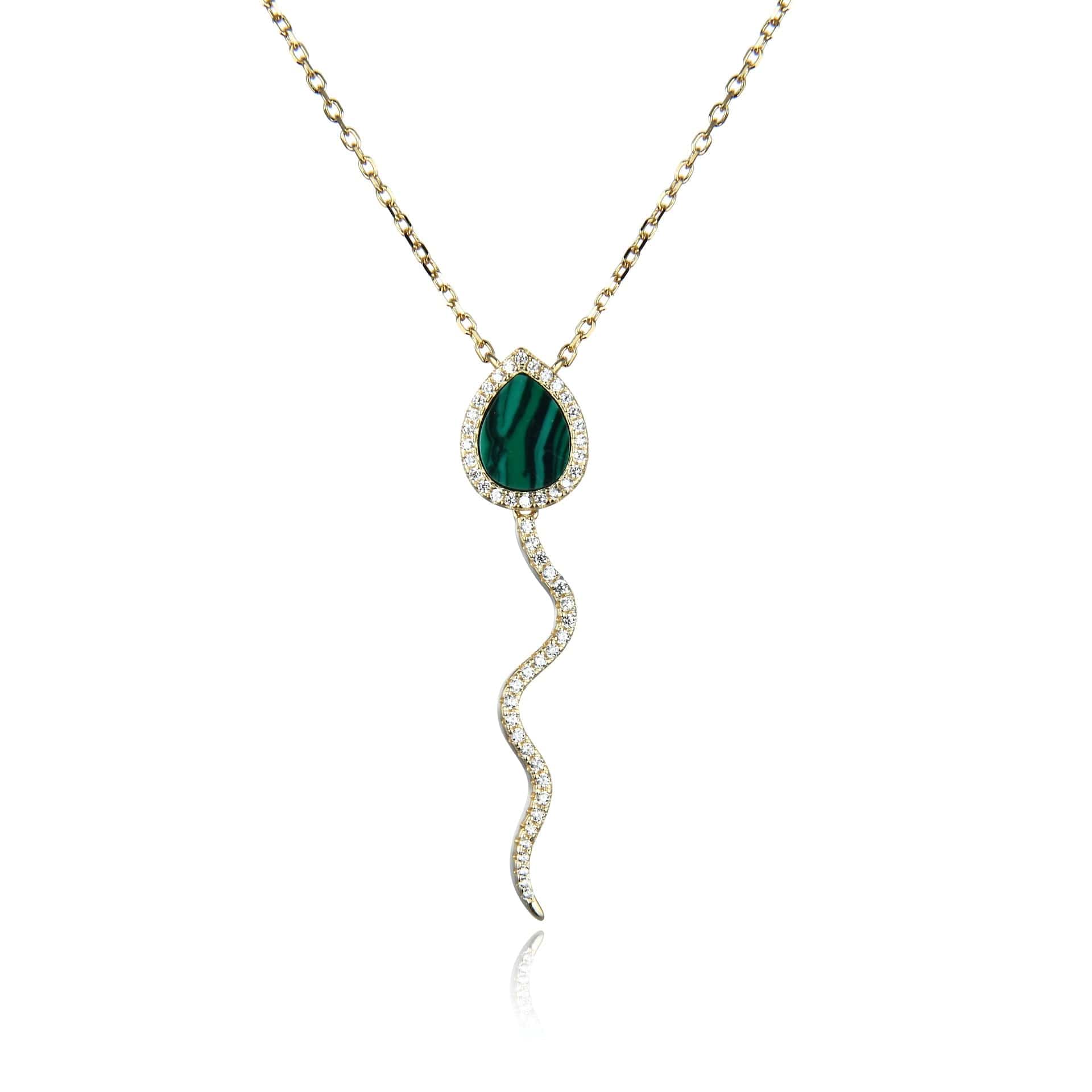 Bieauli Necklace green stone Serpent Style Teardrop Stone Necklace