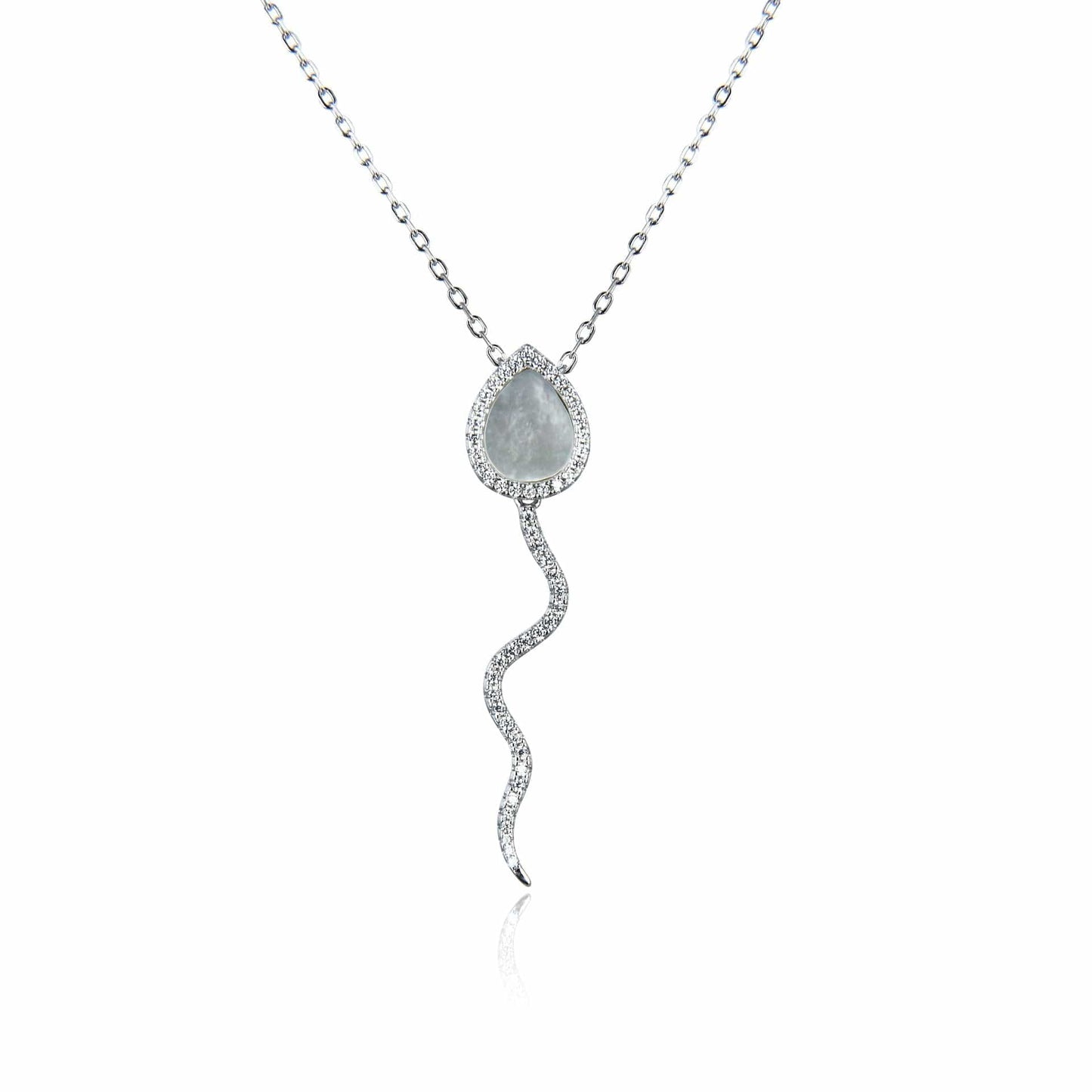 Bieauli Necklace grey stone Serpent Style Teardrop Stone Necklace