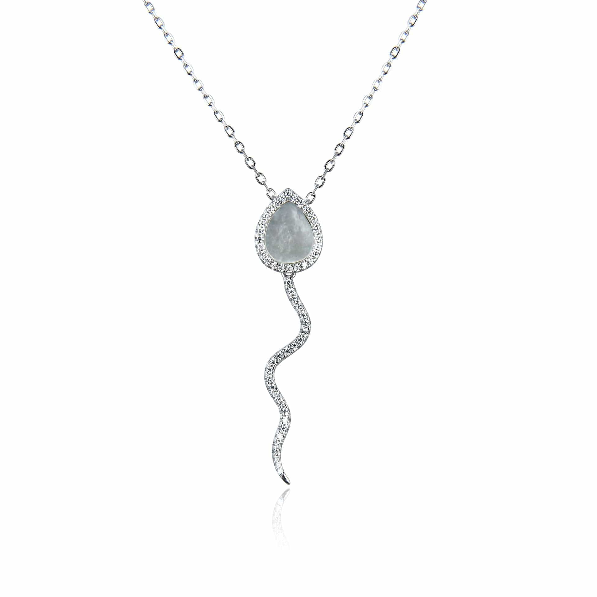 Bieauli Necklace grey stone Serpent Style Teardrop Stone Necklace