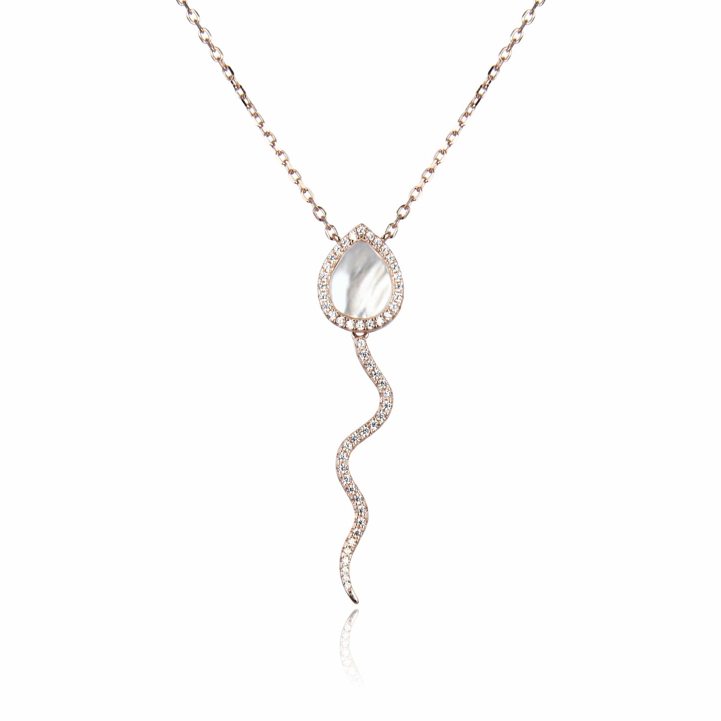 Bieauli Necklace white stone Serpent Style Teardrop Stone Necklace