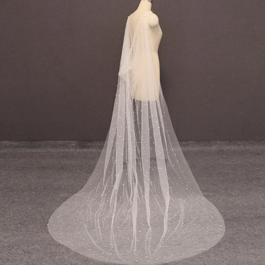 Bieauli  Shoulder Jewelry Pearl Cape Veil,Bridal Wedding Veil,Long Cape